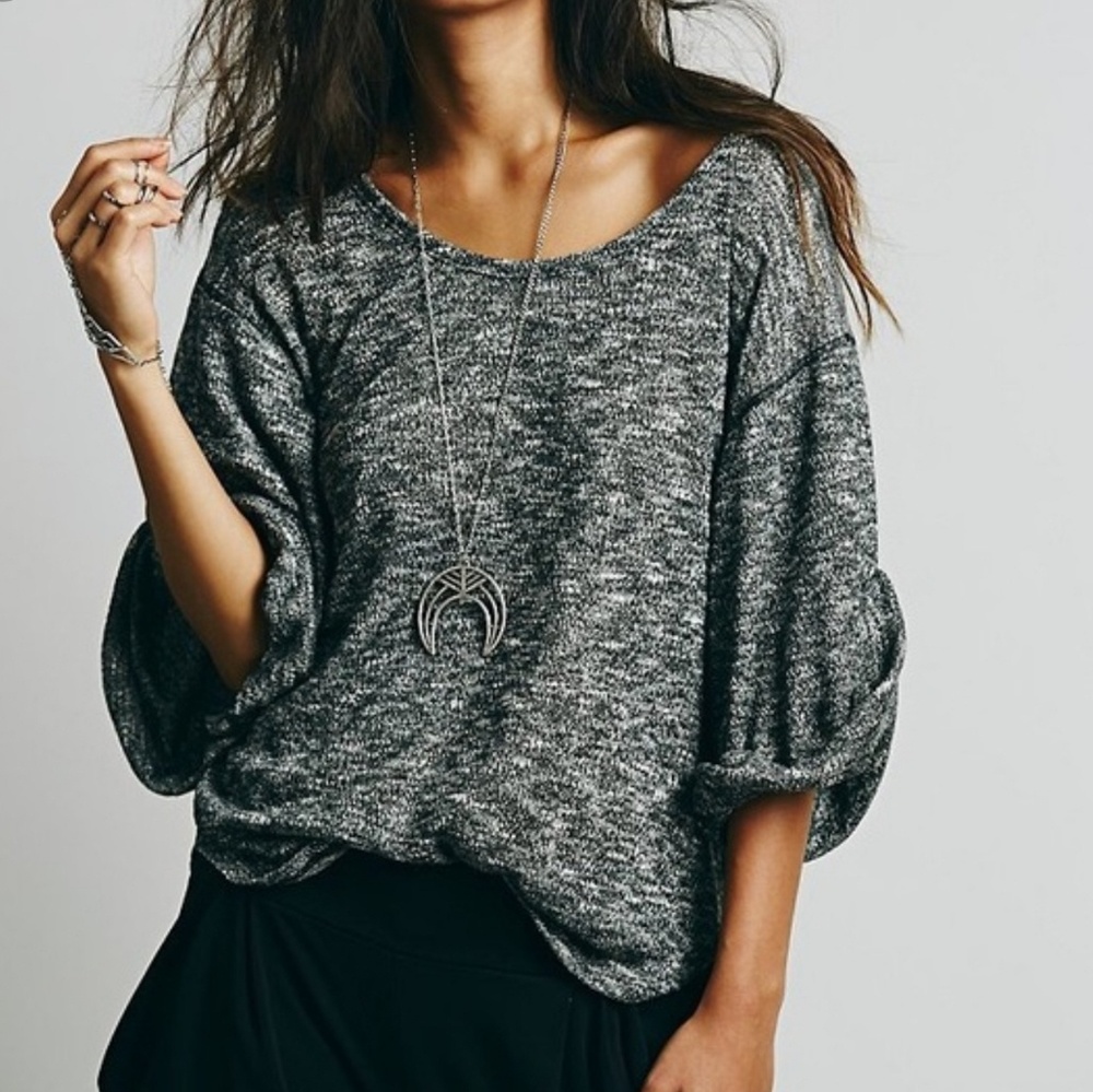 FP Beach | Nani Cuff Sleeve Top | Marled Gray | XS